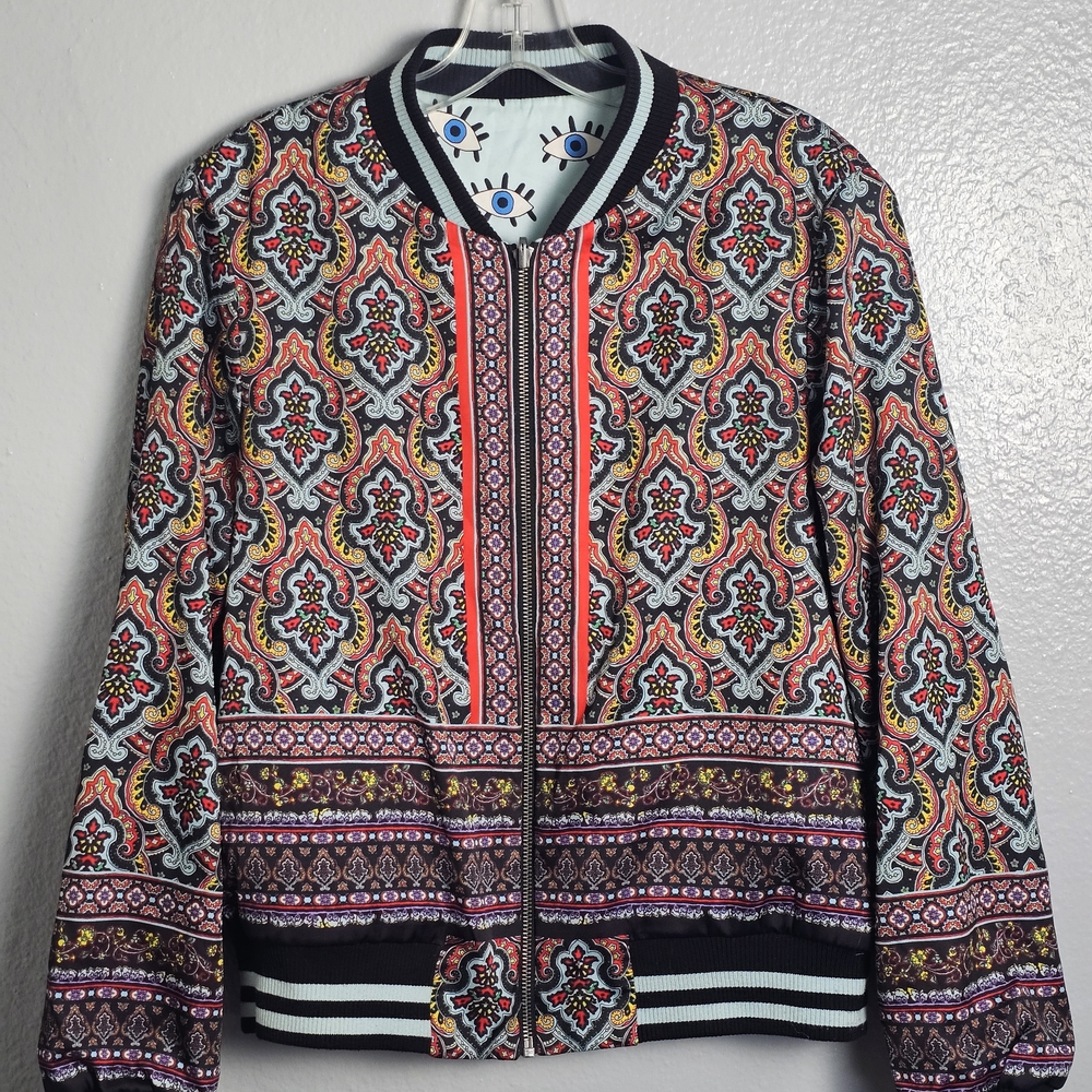 Alice + Olivia Multicolor Patterned Bomber Jacket - image 1